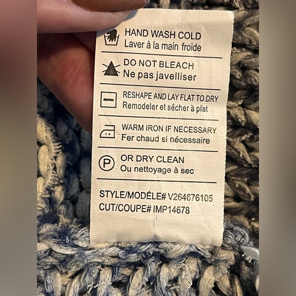 Vince Chunky Knit Blue Grey Striped Cardigan XS / S - Picture 10 of 11